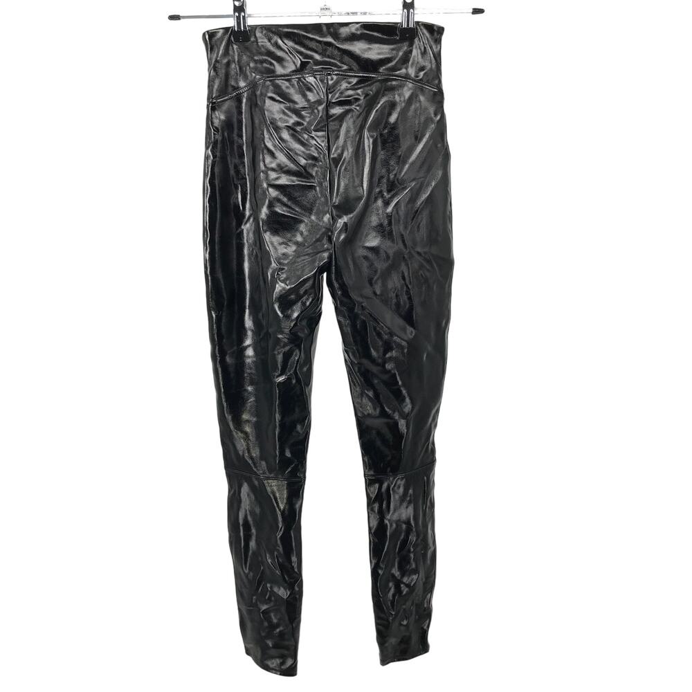 Spanx Black Shiny Faux Patent Leather Legging Size S High Waist - Picture 5 of 10